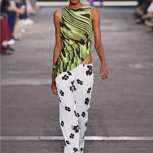 Missoni Spring 2022 Asymmetrical Lime Green and Black Top